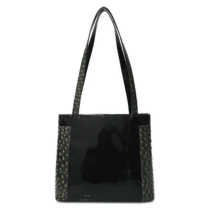 Patent Ostrich Shopper Bag
