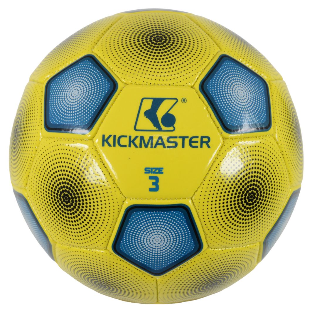 Kickmaster Football | Durable Training Football for Kids | Black & Yellow Fabric Football | Size 3