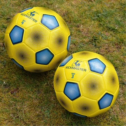 Kickmaster Football | Durable Training Football for Kids | Black & Yellow Fabric Football | Size 4