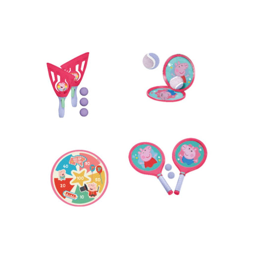 Peppa Pig Bumper Box 4in1 Garden Games Includes - Bat and Ball, Scatch, Sticky Target Shot, Pop and Catch