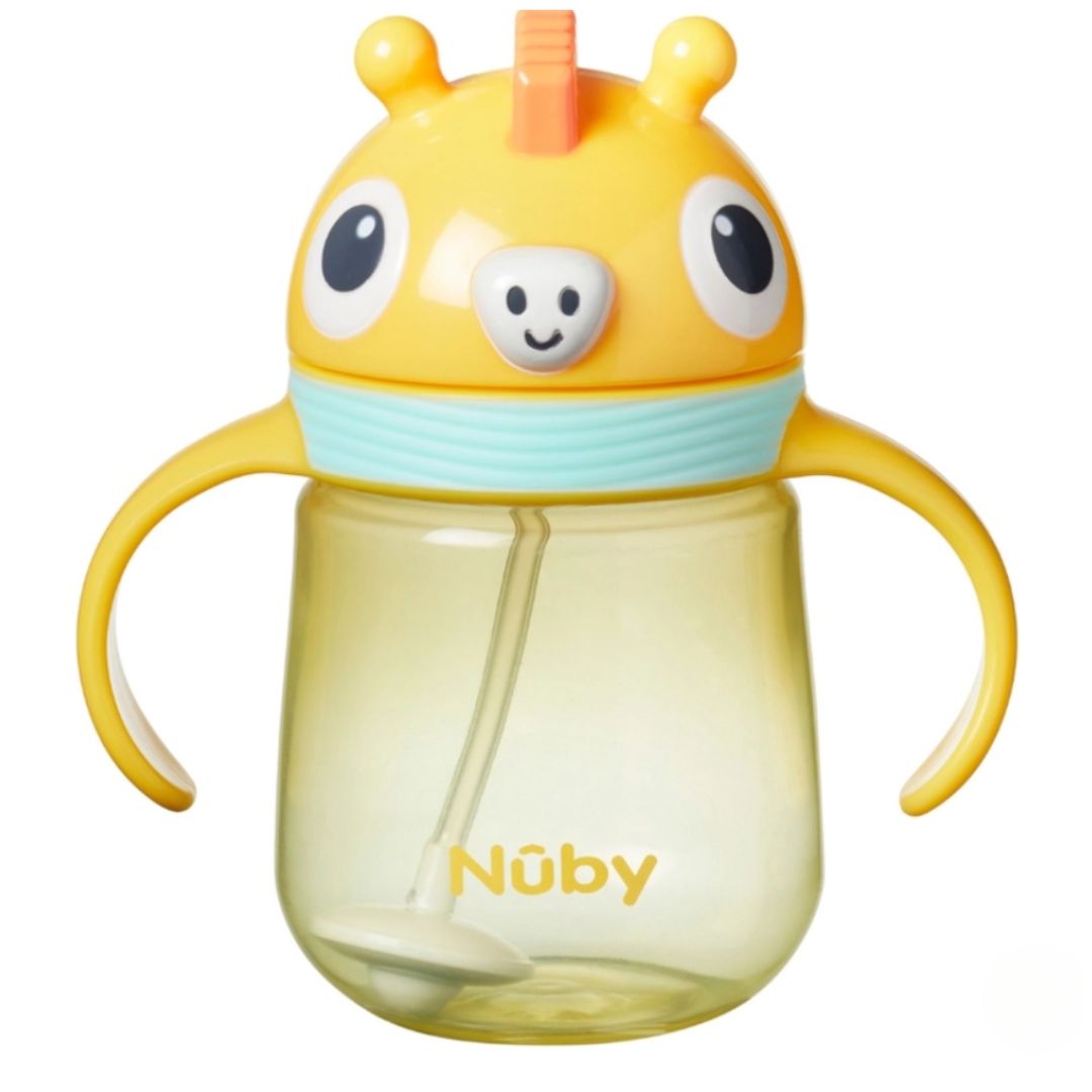 Nuby Character Weighted Straw Cup – No-Spill Sippy Cup with Handles | 6 Months+