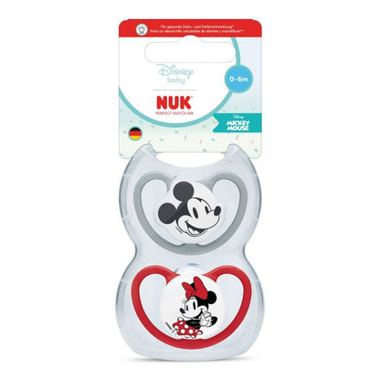 NUK Perfect Match Air Baby Dummies 0–6 Months – Orthodontic Silicone Soothers Mickey Mouse(2 Pack)