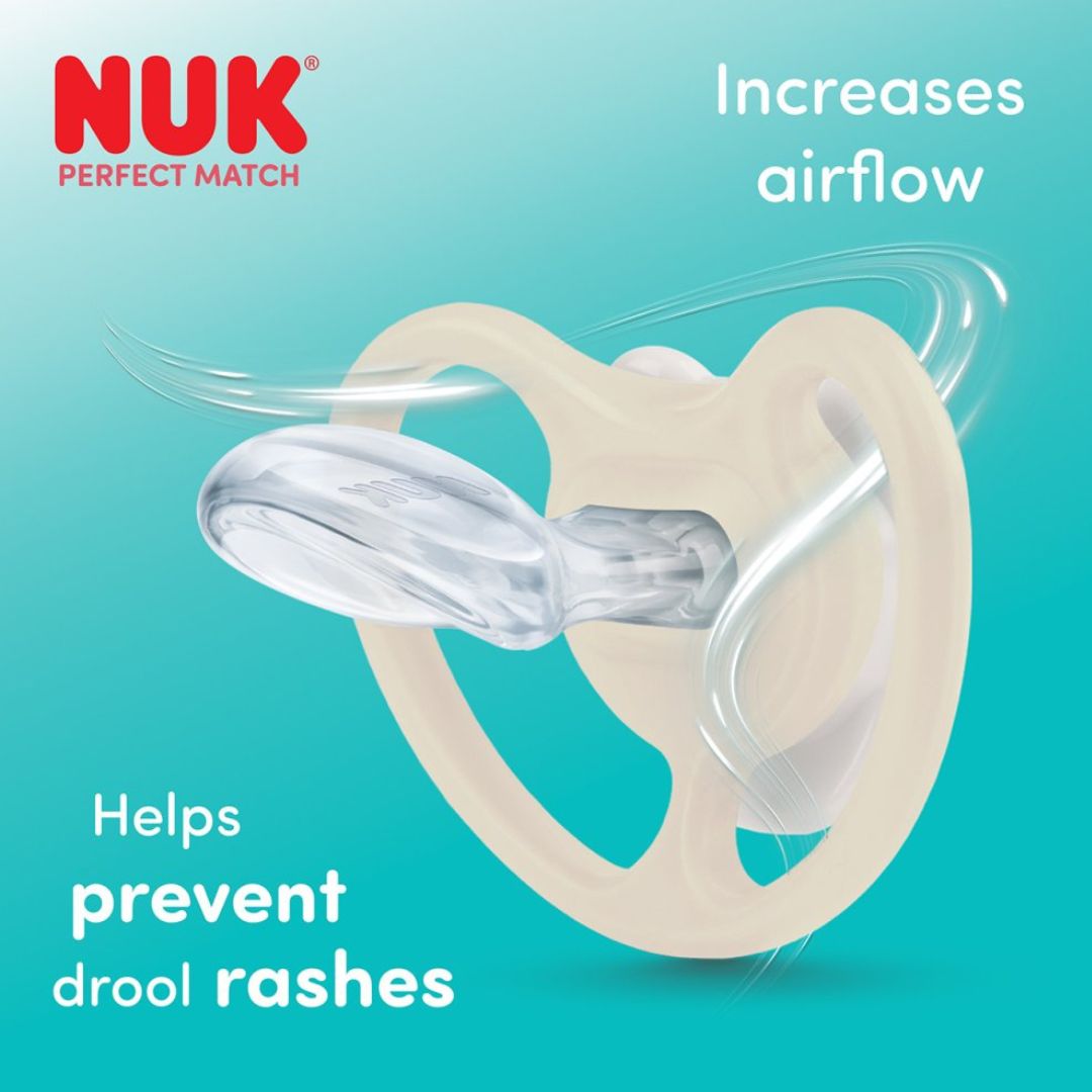 NUK Perfect Match Air Baby Dummies 0–6 Months – Orthodontic Silicone Soothers Mickey Mouse(2 Pack)