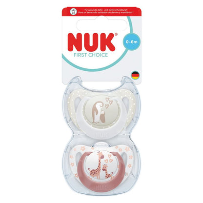 NUK First Choice Baby Dummies 0–6 Months – Orthodontic Silicone Soothers (2 Pack)