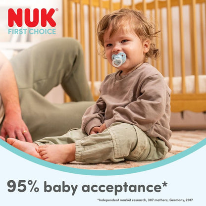 NUK First Choice Baby Dummies 6–18 Months – Orthodontic Silicone Soothers (2 Pack)