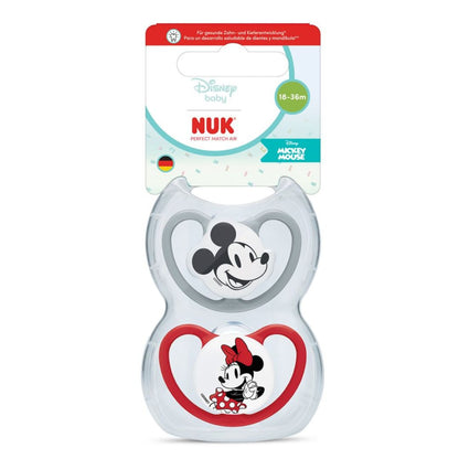 NUK Perfect Match Air Baby Dummies 18–36 Months – Orthodontic Silicone Soothers with Airflow Design (2 Pack)