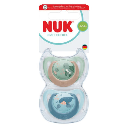 NUK First Choice Baby Dummies 18–36 Months – Orthodontic Silicone Soothers (2 Pack)