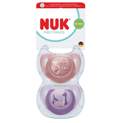 NUK First Choice Baby Dummies 18–36 Months – Orthodontic Silicone Soothers (2 Pack)