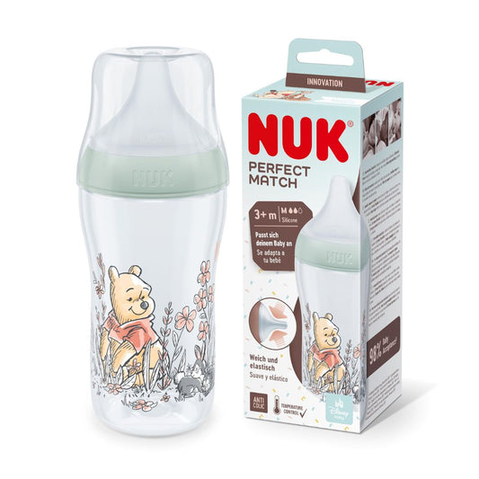 NUK Perfect Match Temperature Control 260ml Bottle Winnie The Pooh