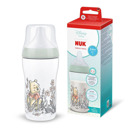 NUK Perfect Match Baby Bottle 260ml 3+ Months – Anti-Colic Feeding Bottle with Temperature Control Indicator