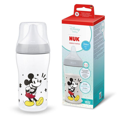 NUK Perfect Match Baby Bottle 260ml 3+ Months – Anti-Colic Feeding Bottle with Temperature Control Indicator