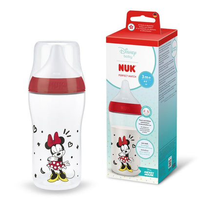 NUK Perfect Match Baby Bottle 260ml 3+ Months – Anti-Colic Feeding Bottle with Temperature Control Indicator