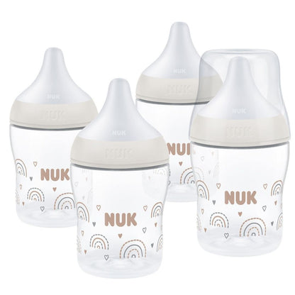 NUK Perfect Match Baby Bottle Set | 0+ Months | 4 x 150ml Anti-Colic Bottles | Rainbow Edition