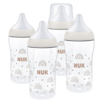 NUK Perfect Match Baby Bottle Set | 0+ Months | 4 x 260ml Anti-Colic Bottles | Rainbow Edition