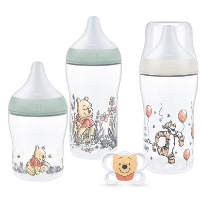 NUK Perfect Match Newborn Gift Set | 0-6 Months | 3 Bottles + 1 Air Soother | Anti-Colic Feeding Set