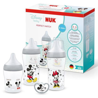 NUK Perfect Match Newborn Gift Set | 0-6 Months | 3 Bottles + 1 Air Soother | Anti-Colic Feeding Set
