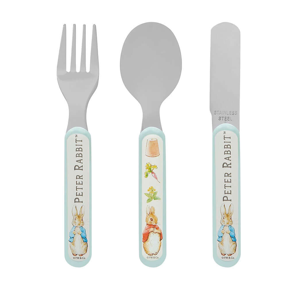 Peter Rabbit Classic 3 Piece Metal Cutlery Set – Pearl and Bear