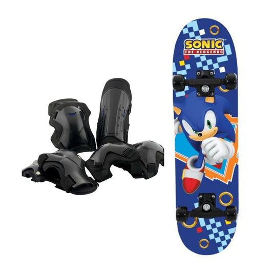 Sonic the Hedgehog Skateboard and Protector Pads Bundle