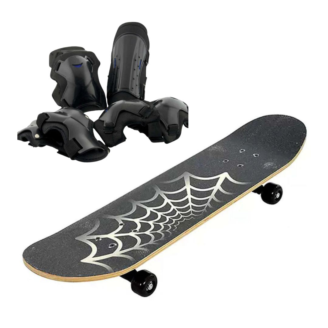 Spiderman Skateboard and Protector Pads Bundle