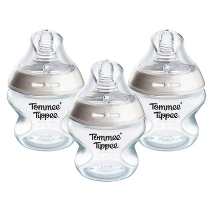 Tommee Tippee Natural Start Extra Slow Flow Bottles, 150ml, 3 Pack, Self-Sterilising