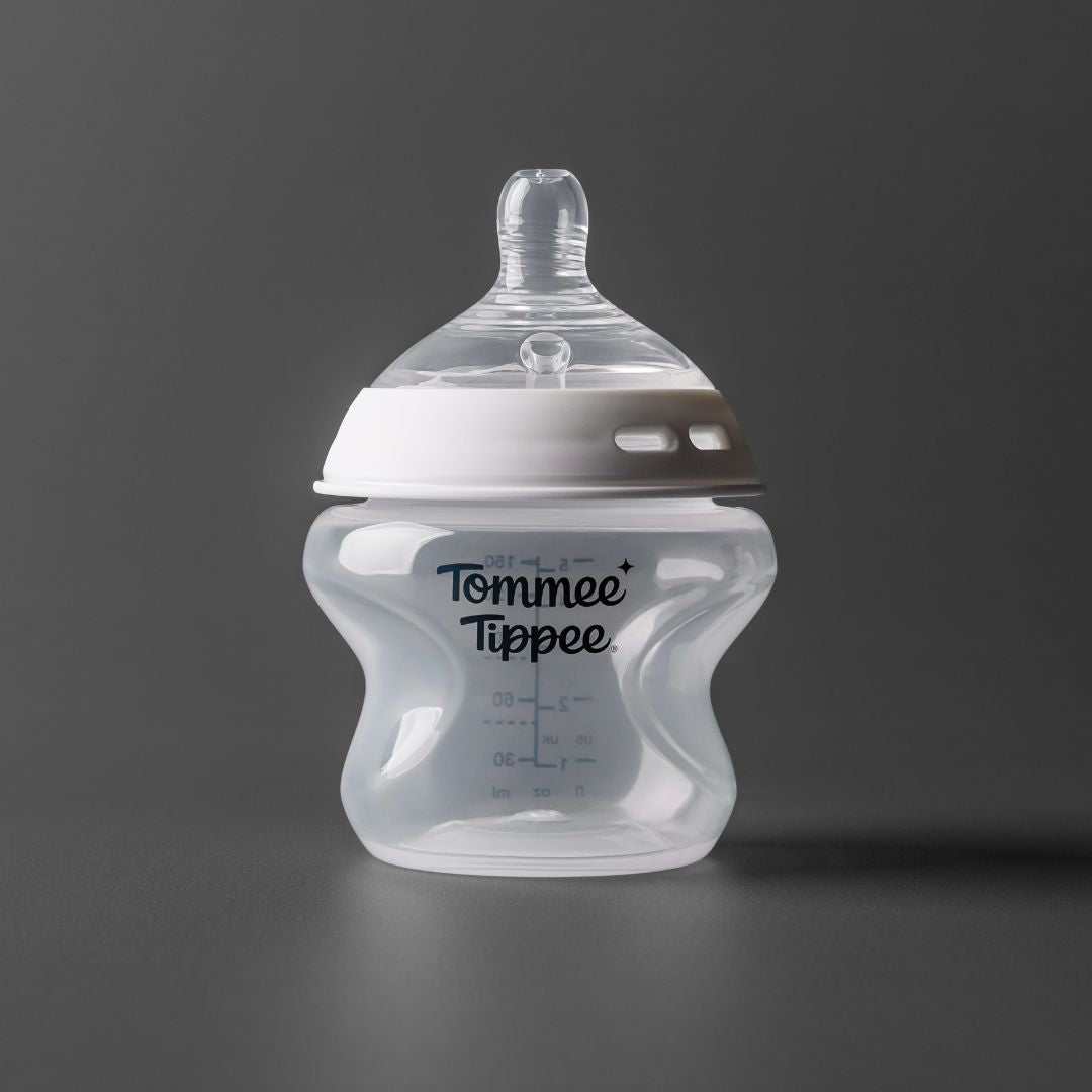 Tommee Tippee Natural Start Extra Slow Flow Bottles, 150ml, 3 Pack, Self-Sterilising