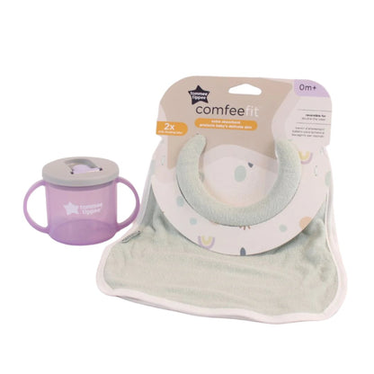Tommee Tippee First Cup and Comfee Neck Bib Bundle
