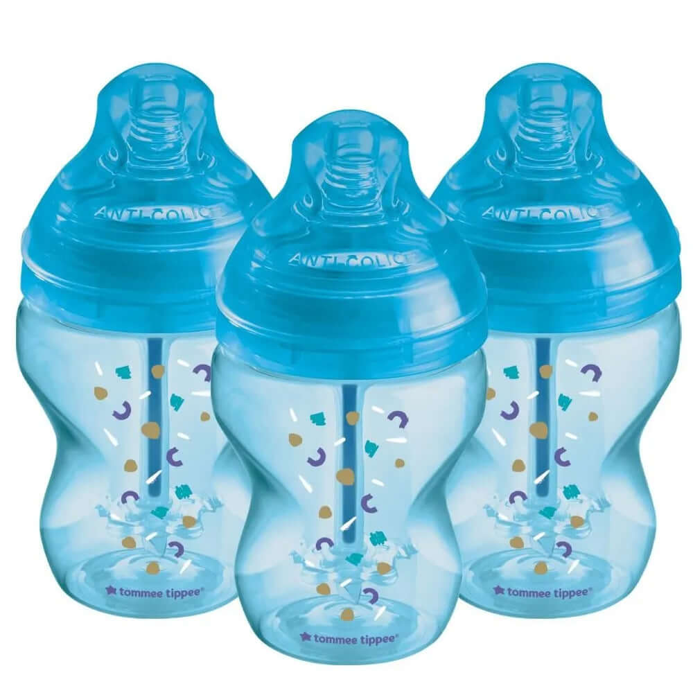 Advanced Anti-Colic Decorated Baby Bottles 260ml - 3 pack