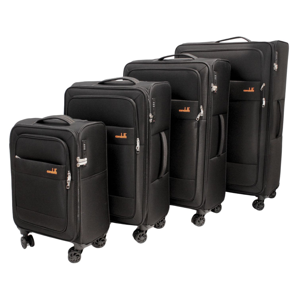 Condotti Triton 4 Piece Suitcase Set – 22” 24” 28” 32” Hardwearing Spinner Luggage