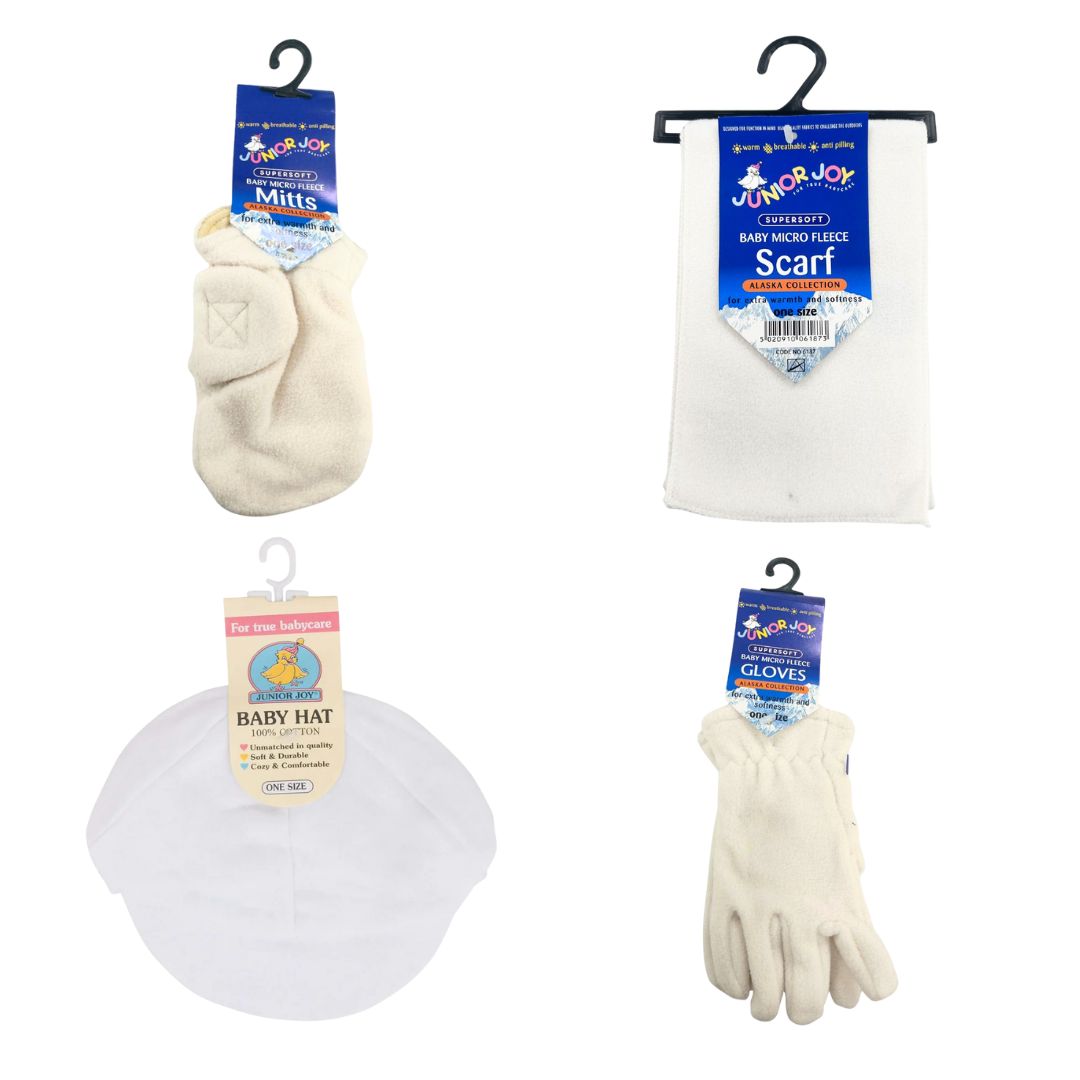 Winter Warmers Baby Set – Hat with Peak, Micro Fleece Mitts, Fleece Gloves & Soft Micro Fleece Scarf