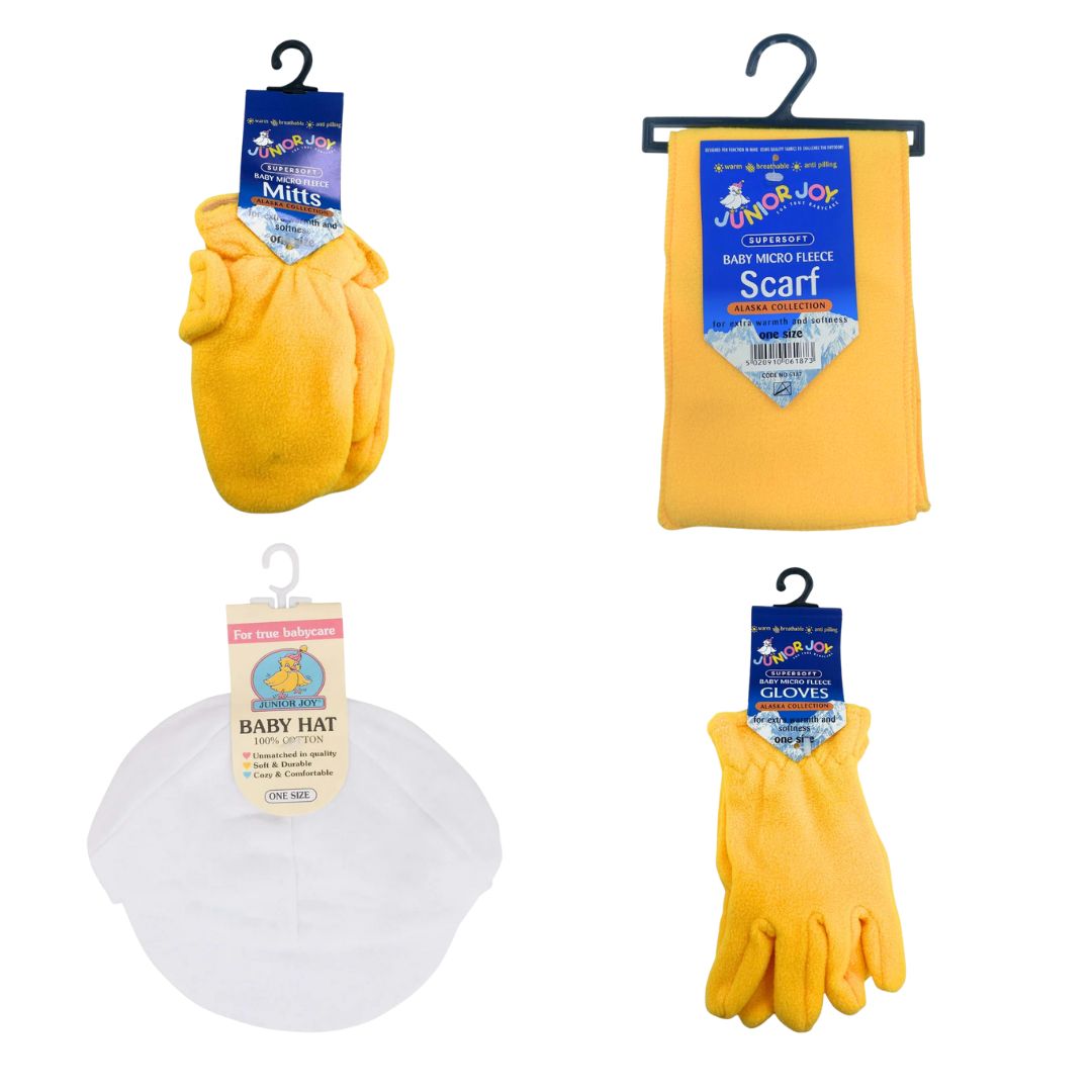 Winter Warmers Baby Set – Hat with Peak, Micro Fleece Mitts, Fleece Gloves & Soft Micro Fleece Scarf