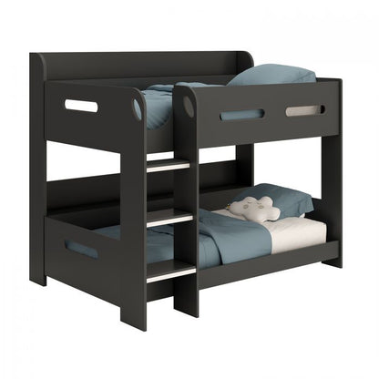 Anthracite Bunk Bed with Built-In Shelf Storage – Space-Saving Modern Twin Sleeper for Kids