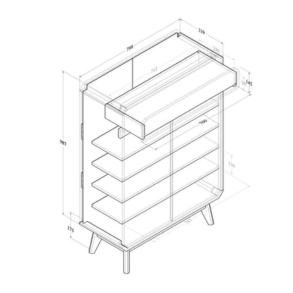 Shoe Cupboard with Drawer – Light Oak, 5 Adjustable Shelves