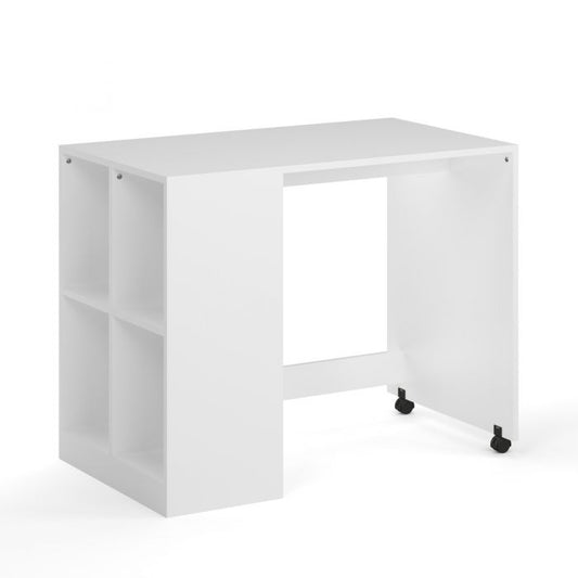 Kudl White Pull-Out Desk with Built-In Side Storage – Fits Under Mid Sleeper Beds