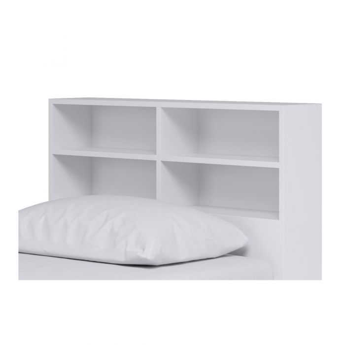 Kidsaw White Low 3ft Cabin Bed with Bookcase Headboard and Built-In Storage