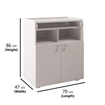 White Kudl Kids Changing Board Dresser with Storage