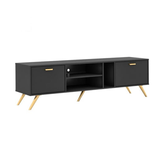 TV Cabinet – Dark Grey with Gold Accents, 1.6m