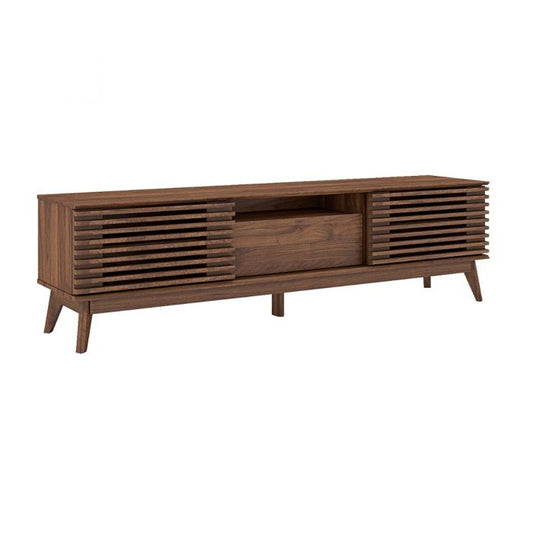 TV Cabinet – Columbian Walnut, 1.8m with Sliding Slatted Doors
