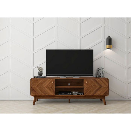 TV Cabinet – 1.6m | Columbian Walnut Finish with Chevron Detailing