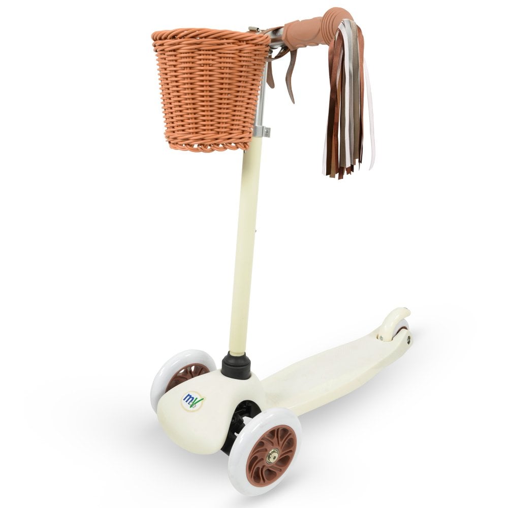 MoVe Mini Go Tilt Scooter with Basket and Tassels Adjustable 3-Wheel Design for Ages 3+