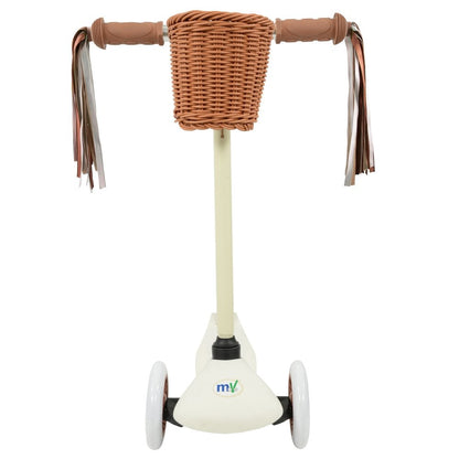 MoVe Mini Go Tilt Scooter with Basket and Tassels Adjustable 3-Wheel Design for Ages 3+