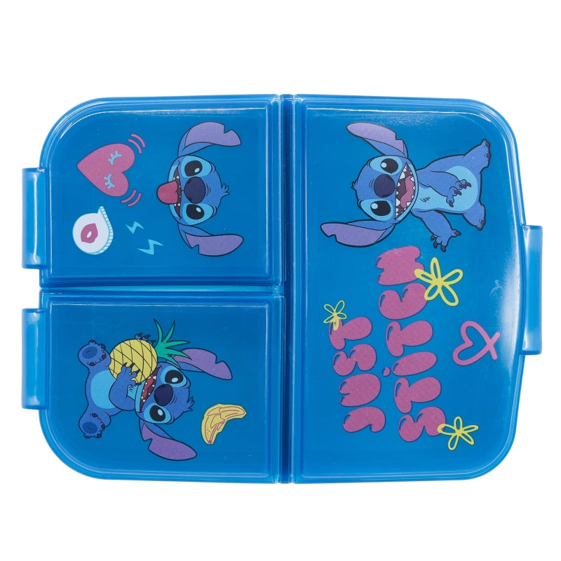 Stitch Lunch Box and Water Bottle Bundle – Multi Compartment Sandwich Box with BPA Free 620 ml Ecozen Bottle