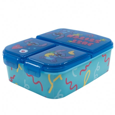 Stitch Lunch Box and Water Bottle Bundle – Multi Compartment Sandwich Box with BPA Free 620 ml Ecozen Bottle