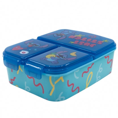 Stitch Lunch Box and Water Bottle Bundle – Multi Compartment Sandwich Box with BPA Free 620 ml Ecozen Bottle