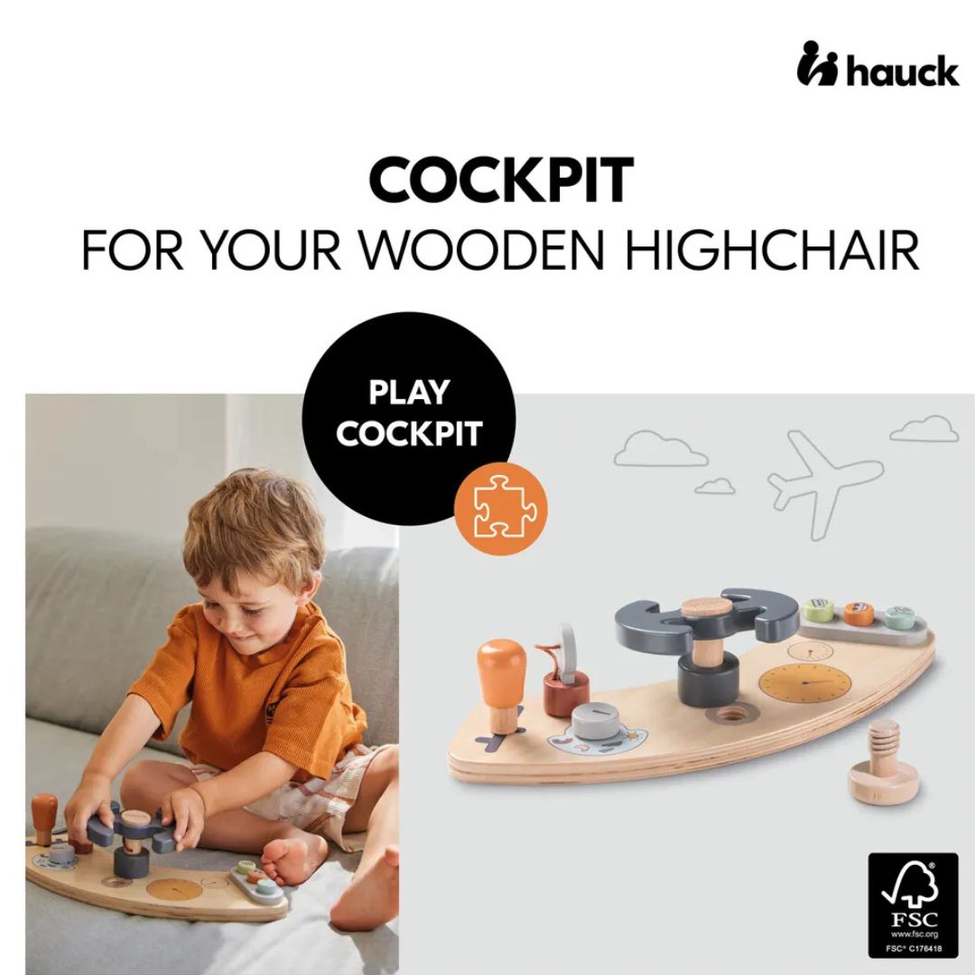 Hauck Play Cockpit – Wooden Steering Wheel Toy for Alpha+, Beta+ and Arketa Highchairs