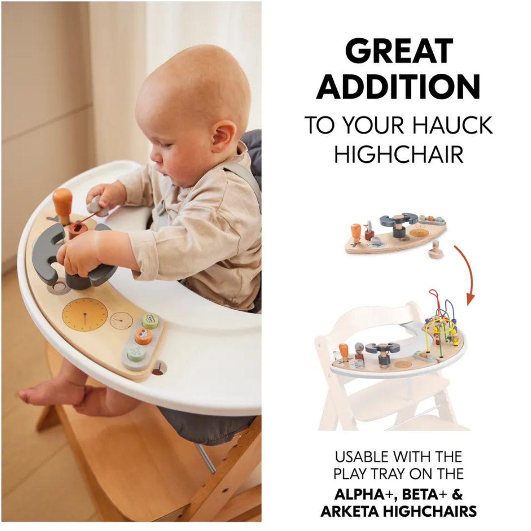 Hauck Play Cockpit – Wooden Steering Wheel Toy for Alpha+, Beta+ and Arketa Highchairs