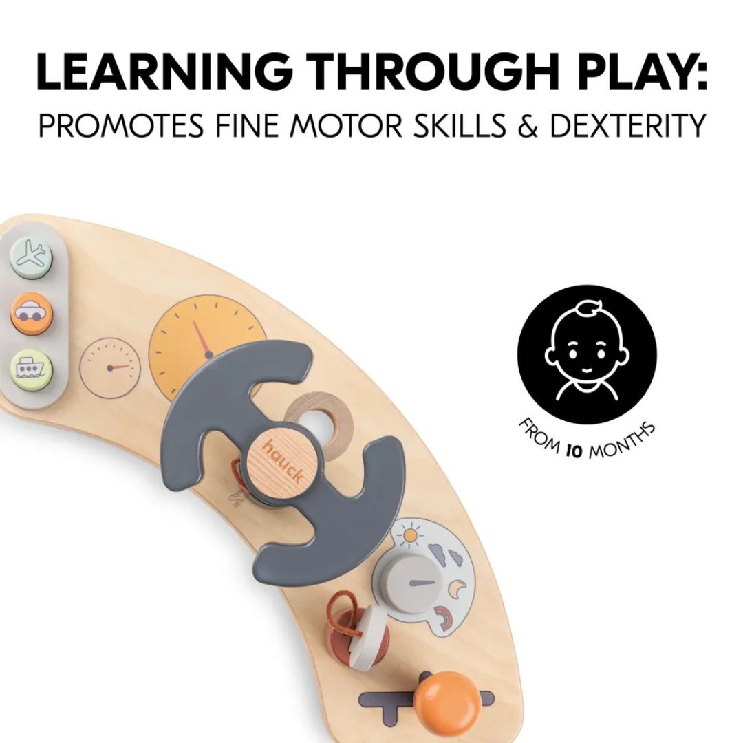 Hauck Play Cockpit – Wooden Steering Wheel Toy for Alpha+, Beta+ and Arketa Highchairs