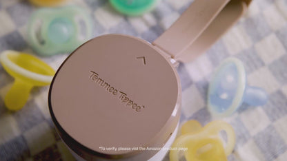 Tommee Tippee NightGlow Pod with 0-6m Ultra-light NightGlow Soother, Charge Glow in the Dark Dummies in 2 Minutes, 3x AA Batteries Lithium Only or Mains-Powered USB Cable, Portable UVC Steriliser