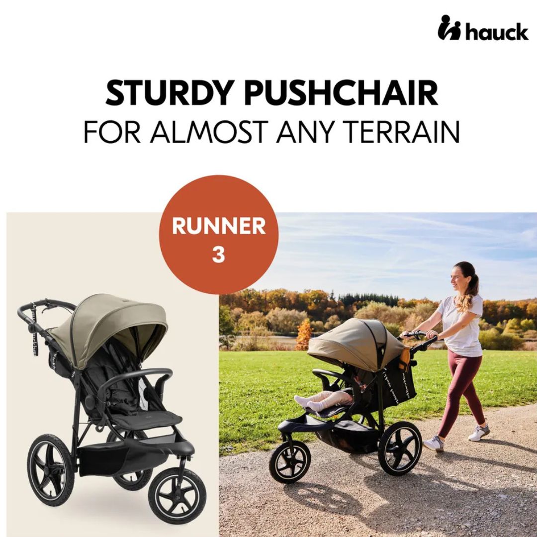 Hauck Runner 3 Robust All-Terrain Pushchair – With XL Pneumatic Wheels & Suspension