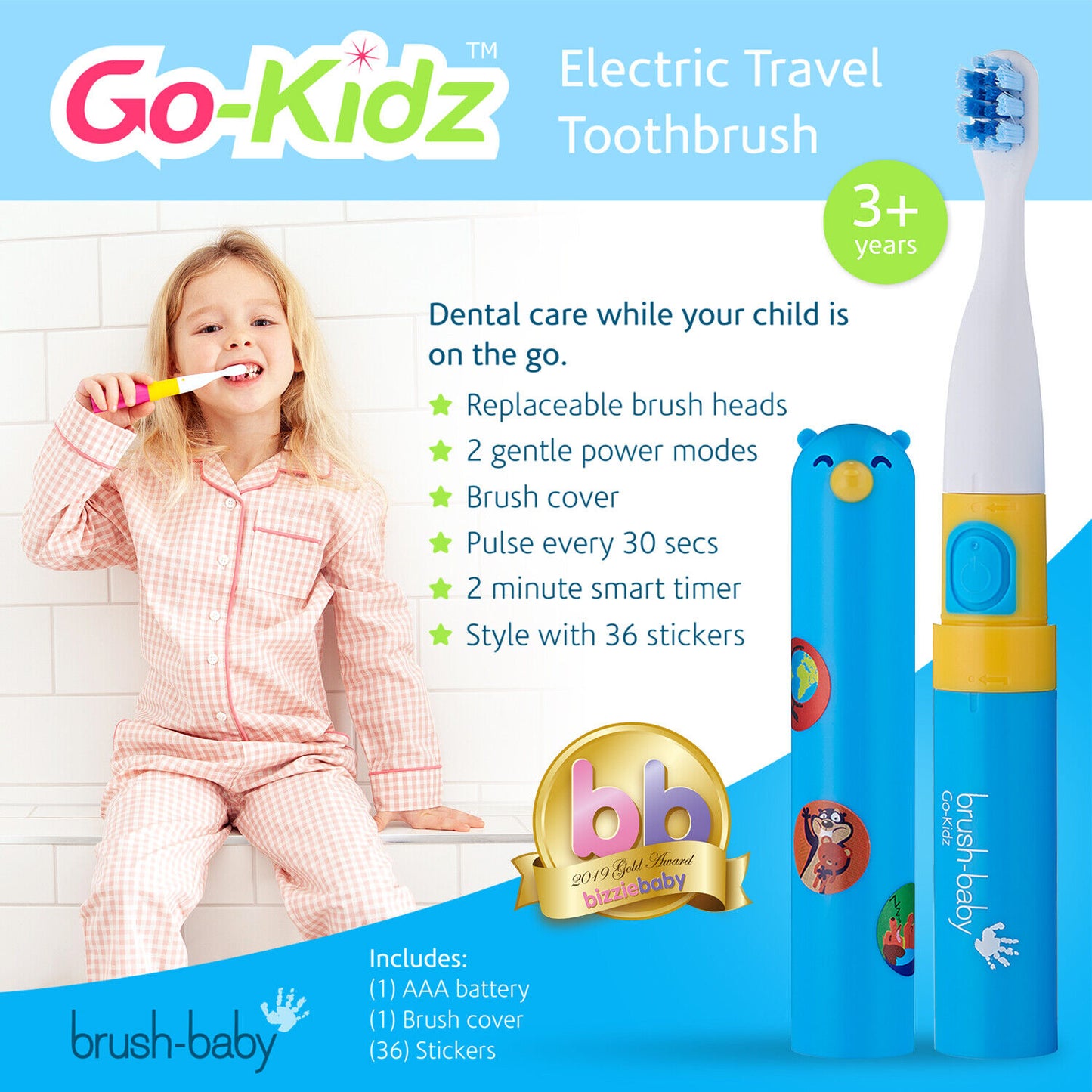 Brush Baby Go-Kidz Electric Toothbrush with Stickers